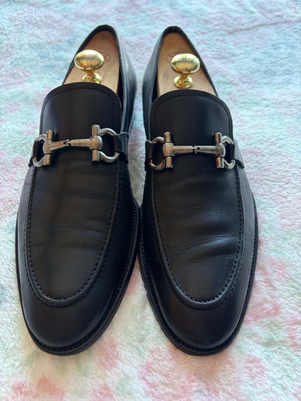 Salvatore Ferragamo Black Leather Horsebit Loafers